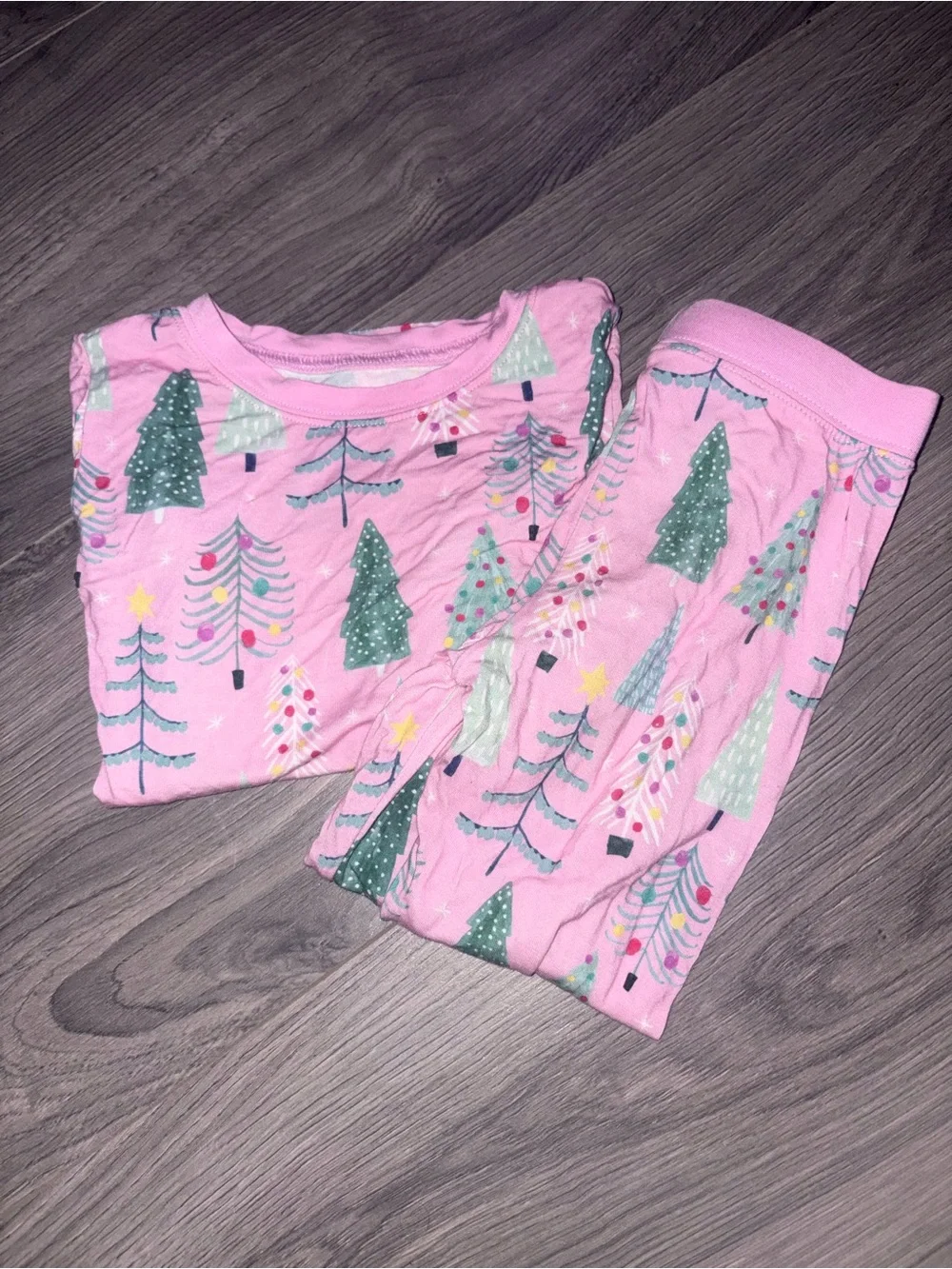 Kids Pink Tree-Print Pajama Set